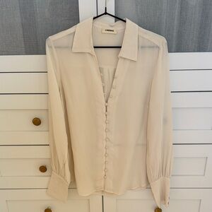 L'AGENCE Ivory Button-Down Blouse